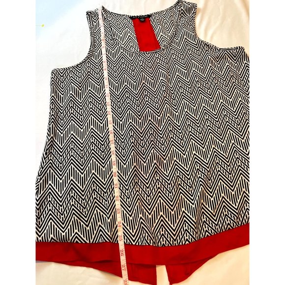 Zack & Rachel Womens Tunic Blouse Split Back Sleeveless Aztec Print Black Red L - Picture 3 of 7